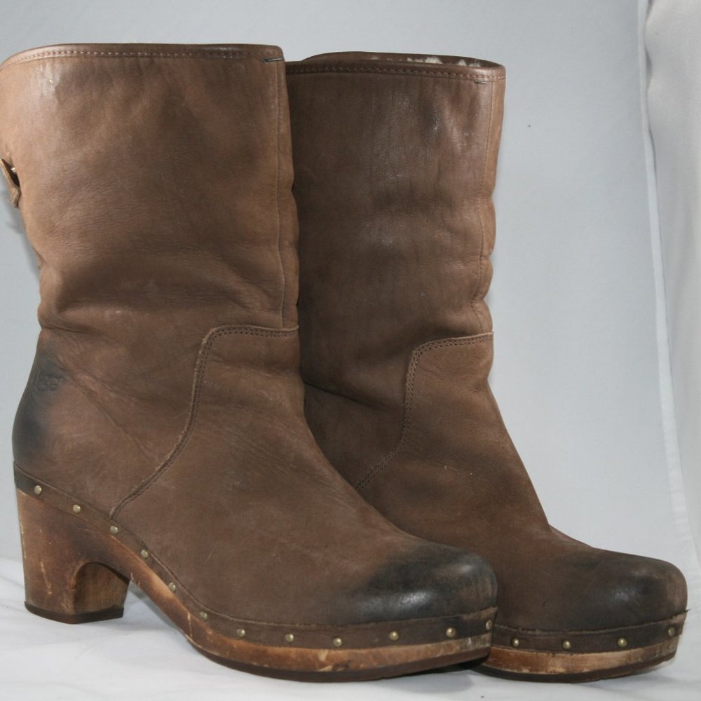 Ugg Lynnea Brown Leather Boots Sz 10